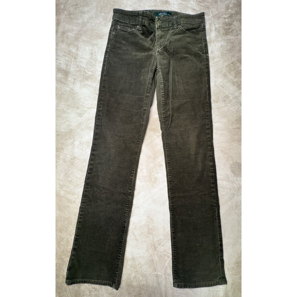 Lauren Ralph Lauren Women's Brown Corduroy Mid-Rise Straight-Leg Pants *0 Fits 2